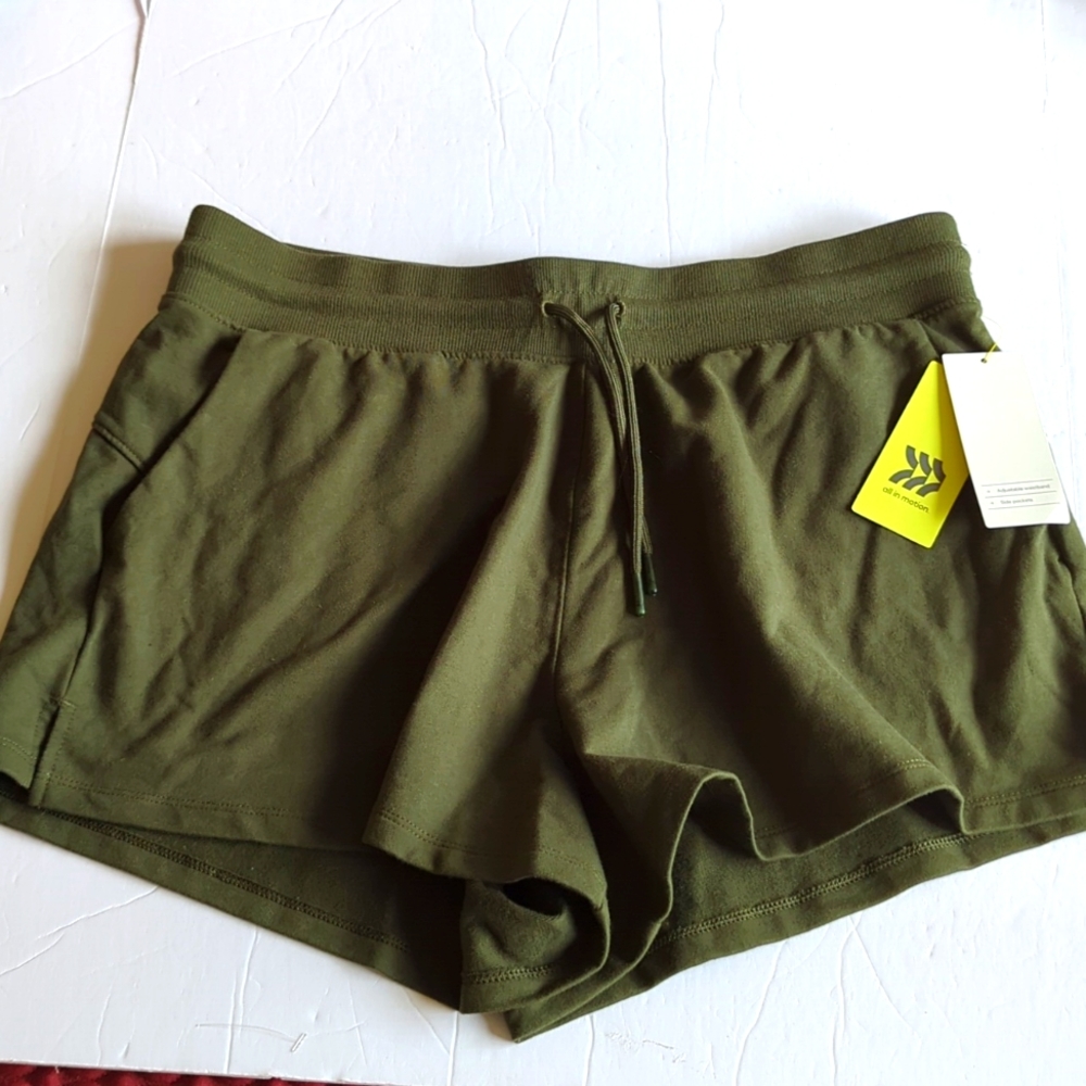 Women's All in Motion French Terry Shorts Hunter Green Size Large - Picture 4 of 8